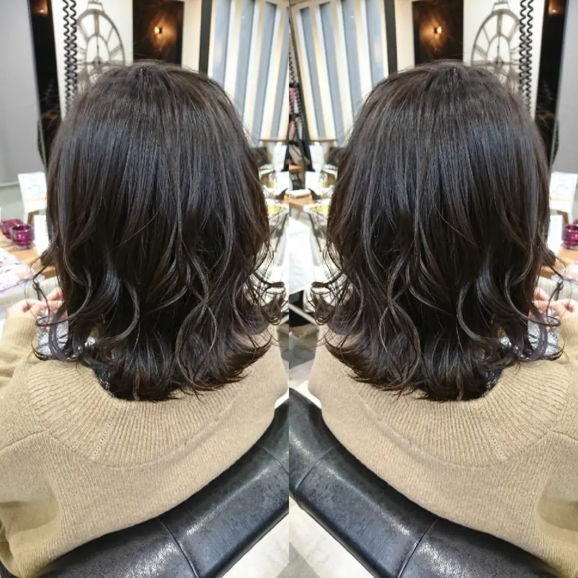 ミディアム カラー ヘアアレンジ アッシュ 艶カラー/インナー /グラデ/大西小百合のヘアスタイル