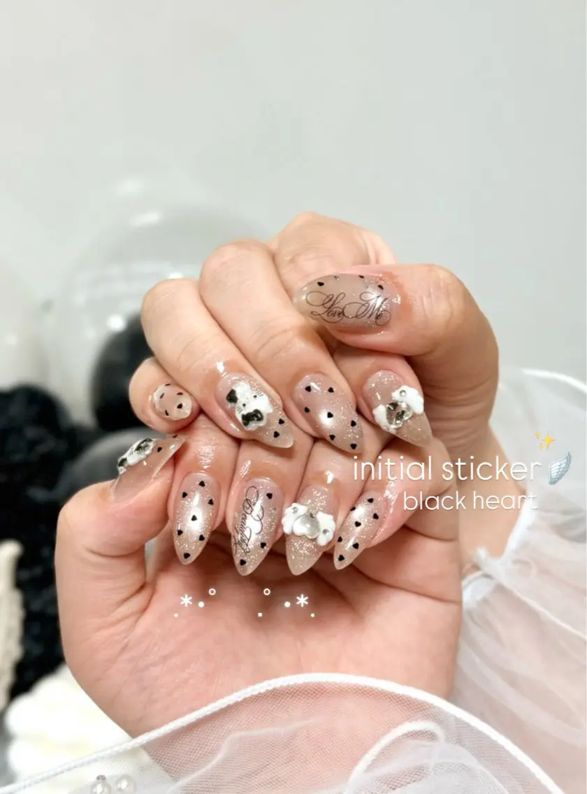 ネイル ゴージャス ハート ハンドネイル Blanche Ayaのネイルデザイン