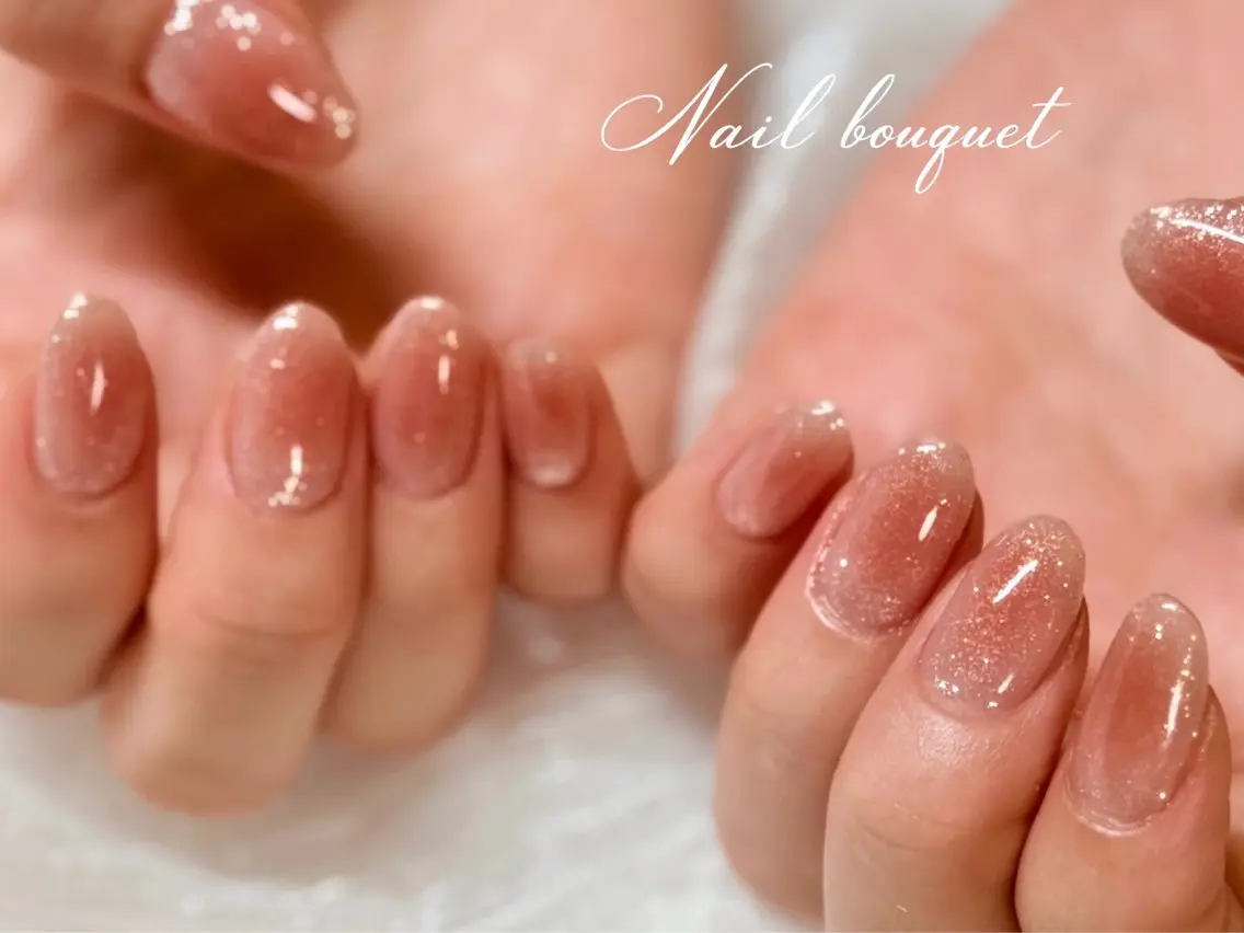 ネイル カジュアル チークネイル フラッシュネイル フレンチネイル ガーリー ハンドネイル Nail bouquetのネイルデザイン