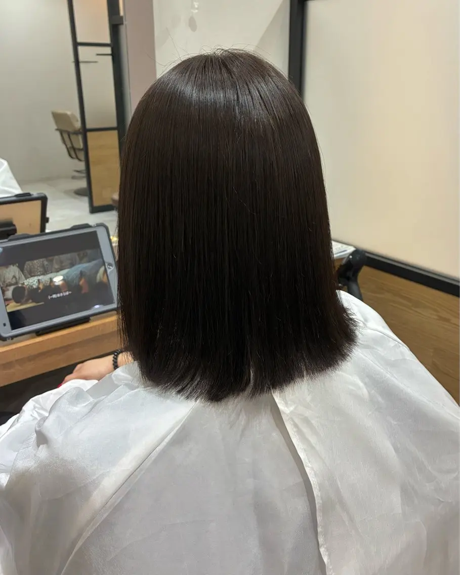 ミディアム カット 縮毛矯正 柴田真衣 /ナチュラル/半個室のヘアスタイル