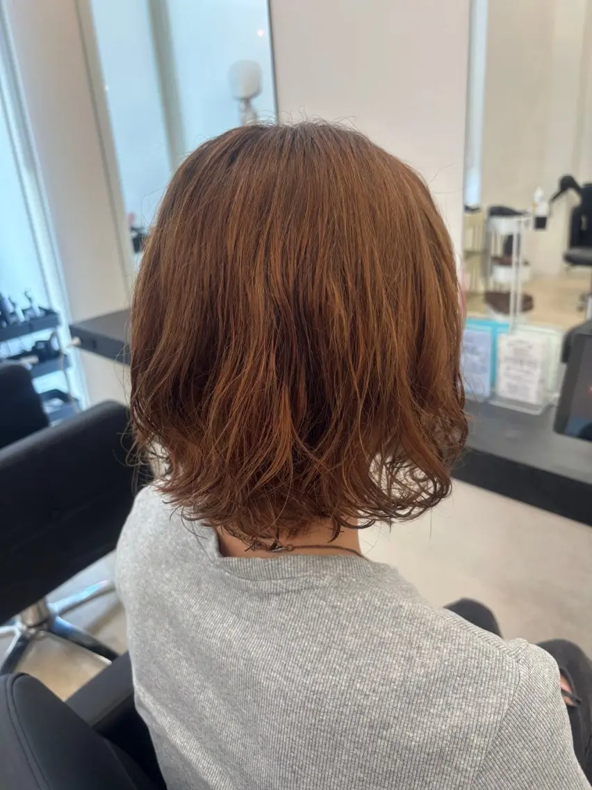 ミディアム パーマ ミディアムパーマ ボブ カット パーマ トリートメント 🎀レディース特化 山下 京華🎀のヘアスタイル