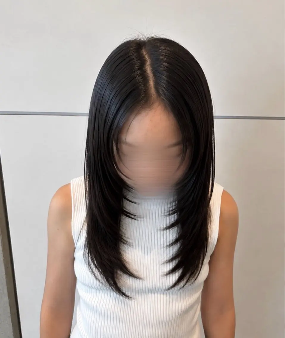 ロング 顔まわりレイヤー 顔周りカット レイヤーカット カット カットカラーモデル /募集中🩵かれんのヘアスタイル