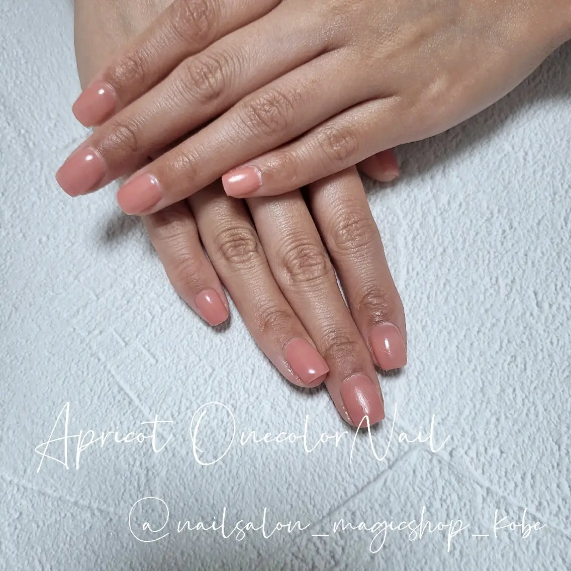 ネイル ジェルネイル オフィスネイル ワンカラーネイル オレンジ ピンク ハンドネイル Nailsalon MagicShopのネイルデザイン