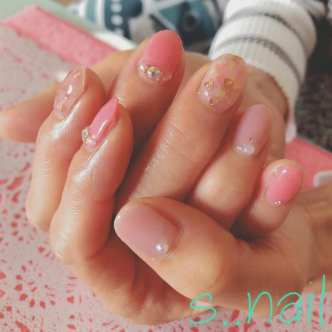 ネイル ハート ピンク ハンドネイル フットネイル s..nail / MORITAのネイルデザイン
