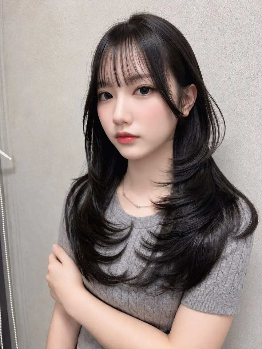 ロング カット ヘアカラー maya🇰🇷韓国 レイヤー/顔まわりのヘアスタイル