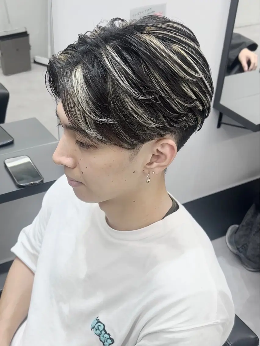 ショート カラー メンズ カット ヘアカラー 曲がる縮毛矯正 LIBER 　岩名のヘアスタイル