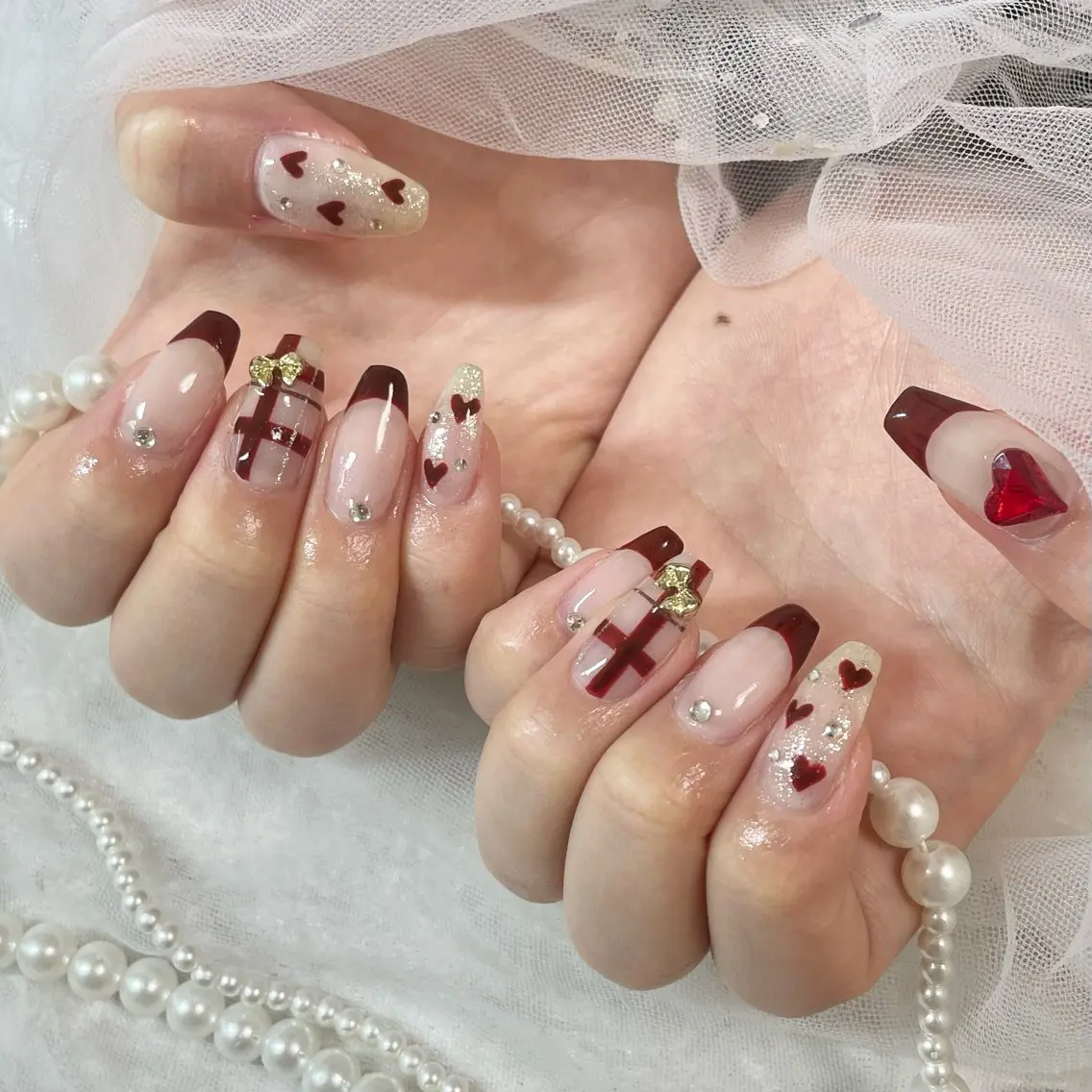 ネイル ハート ワンホンネイル ハンドネイル 🎀AYAKO 🎀中韓ネイルのネイルデザイン
