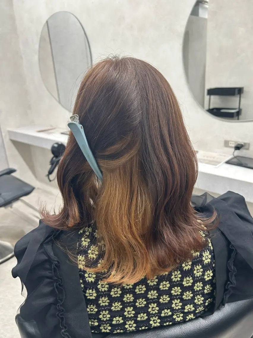 セミロング ヘアカラー 🎀HARU/ボブ/ セット/暖色🫧のヘアスタイル