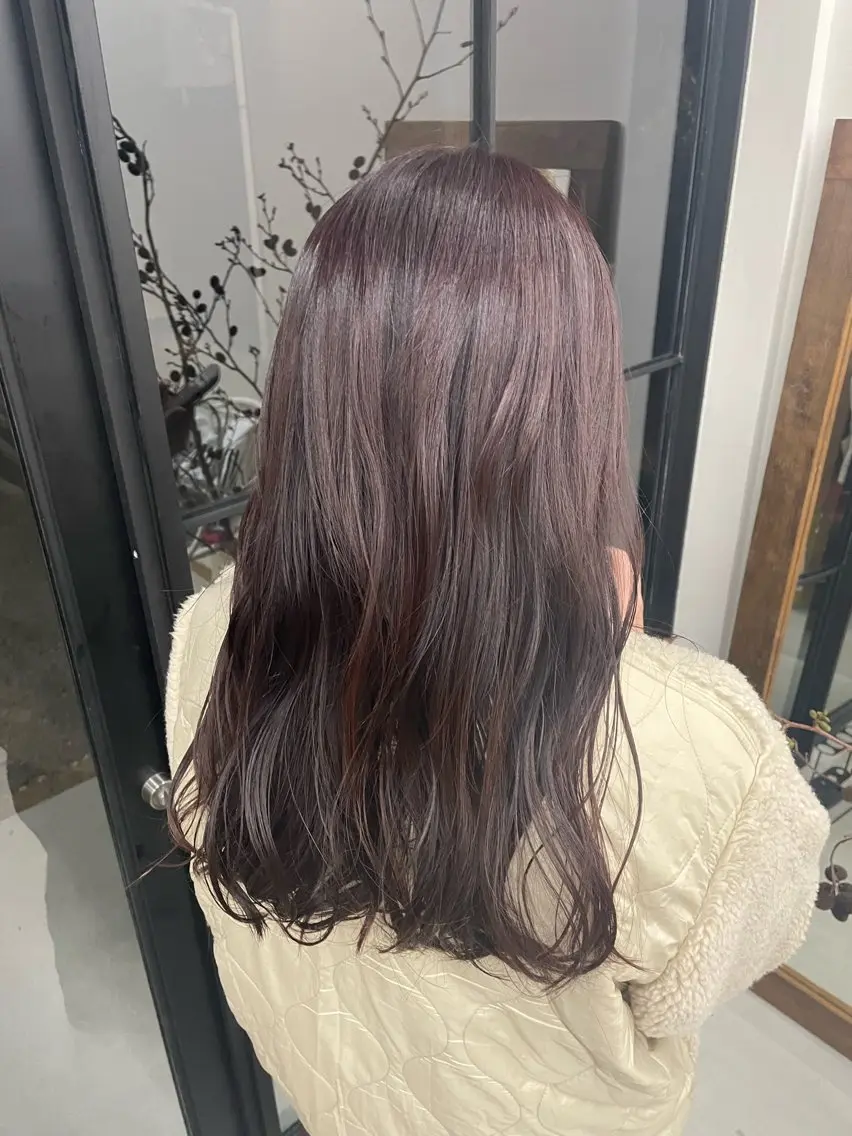 ロング カラー ラベンダーカラー ピンクカラー ピンクパープル パープルカラー カット ヘアカラー 慎太朗/パーマ/ボブ /センターパートのヘアスタイル