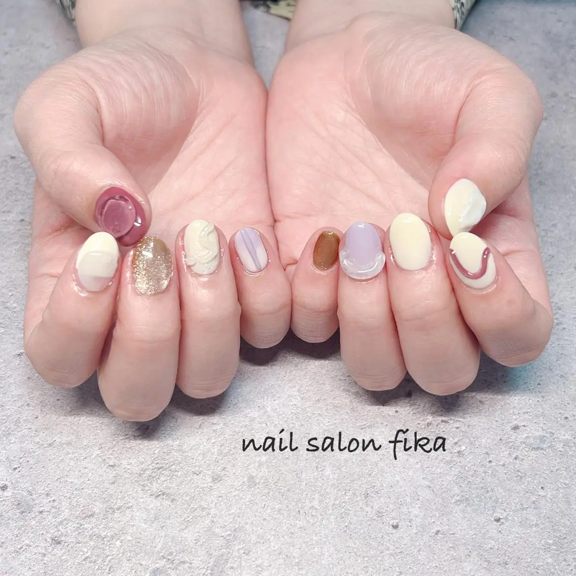 ネイル アートネイル クリアネイル ぷっくりネイル nail salon fikaのネイルデザイン