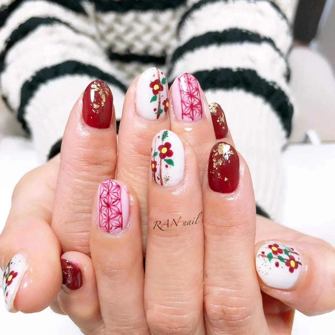 ネイル フラワーネイル フットネイル オフィスネイル 春ネイル 冬ネイル ハンドネイル フットネイル RAN nailのネイルデザイン