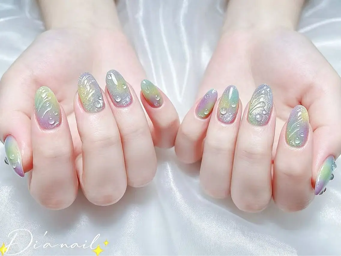 ネイル フットネイル 韓国ネイル レース マグネットネイル ニュアンスネイル ハンドネイル Dia nail サロンのネイルデザイン