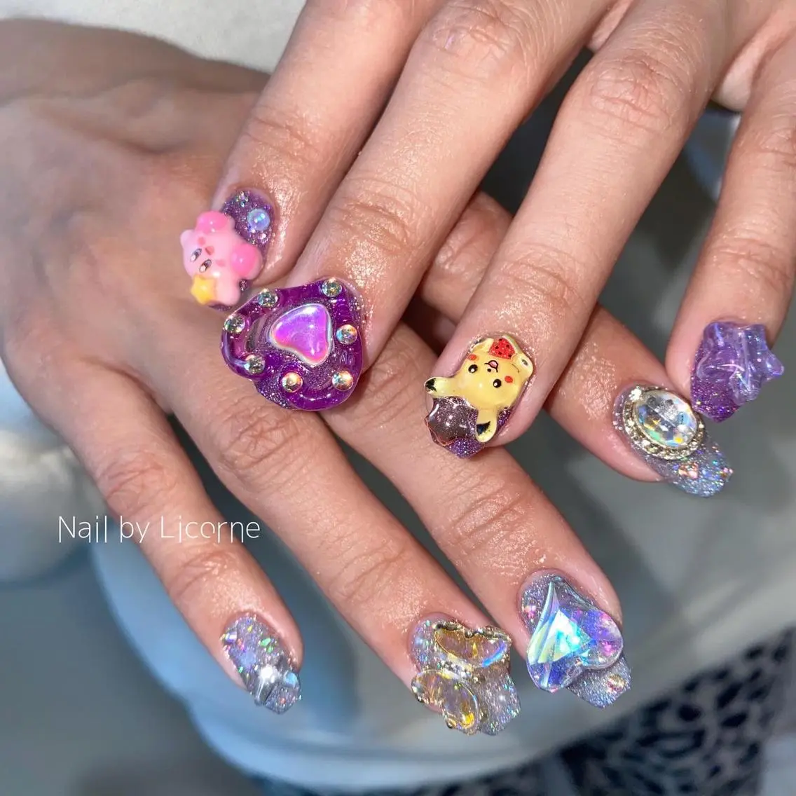 ネイル アートネイル オーロラネイル フレンチネイル 氷ネイル・うるうるネイル マグネットネイル ハンドネイル Nail by Licorneのネイルデザイン