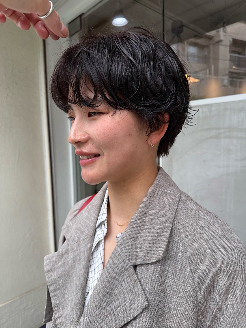 ショート カラー パーマ ショートヘア ニュアンスパーマ カット ヘアカラー パーマ トリートメント パーマ/透明感カラー /ボブ/吉田一生のヘアスタイル