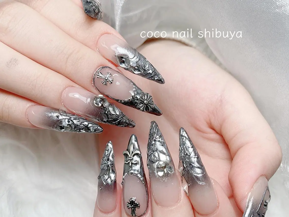 ネイル 成人式 大理石ネイル(マーブル) リボン 夏ネイル ネイルチップ ハンドネイル Min Coco nailのネイルデザイン