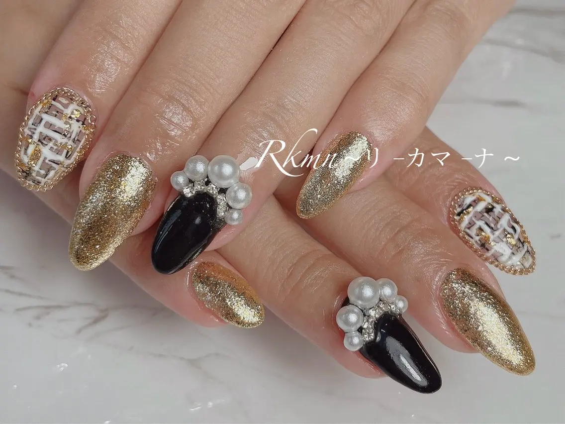 ネイル アートネイル 春ネイル ツイードネイル ハンドネイル フットネイル ハンドケア Rkmn ~リ-カマ-ナ~のネイルデザイン