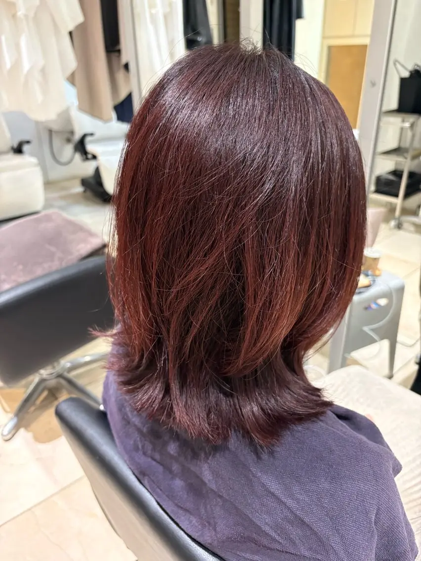 ミディアム カラー ボブ レイヤーカット ショートカット/ カラーARAI🫧のヘアスタイル
