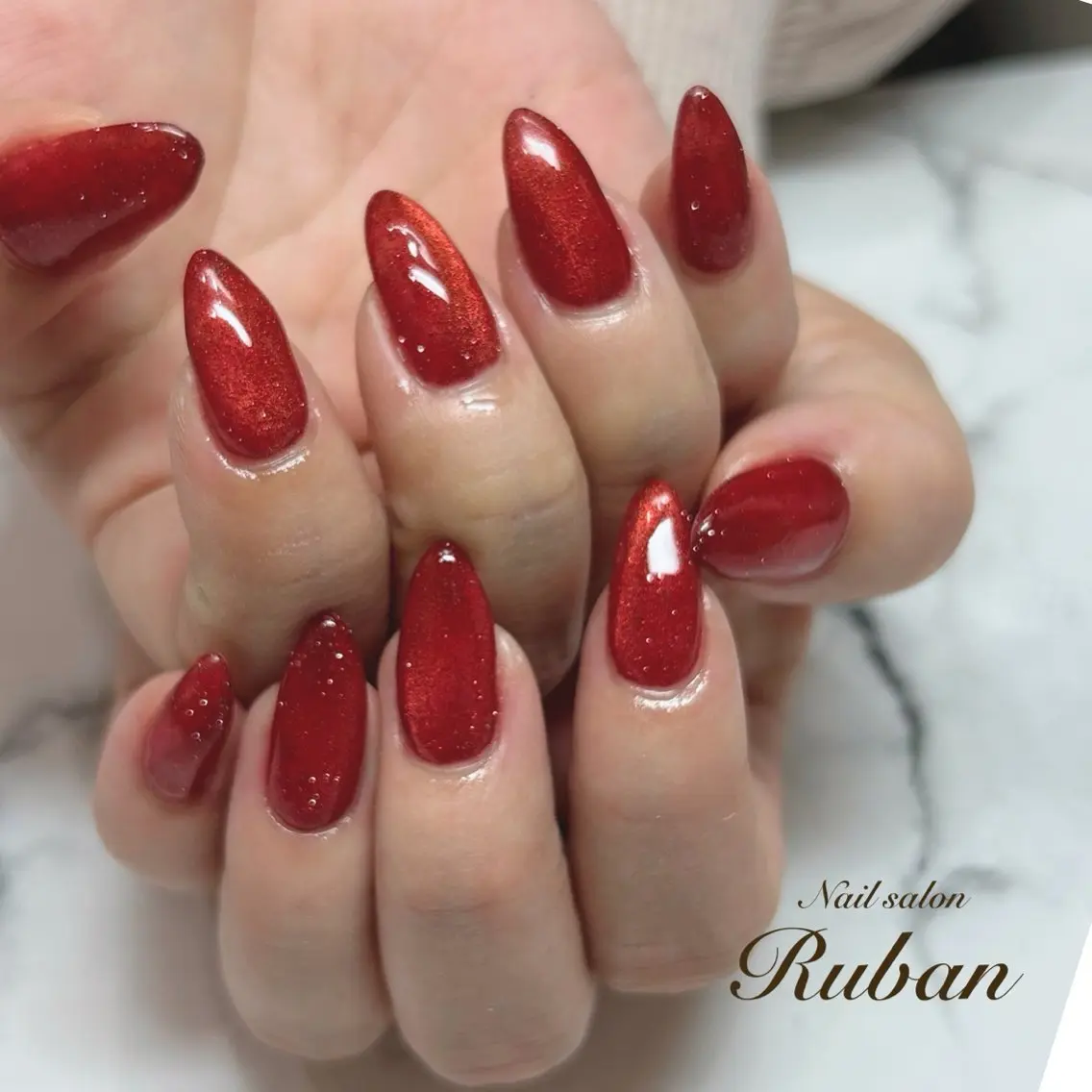ネイル 長さ出し フラッシュネイル フラッシュマグ マグネットネイル ワンカラーネイル Nail salon Rubanのネイルデザイン