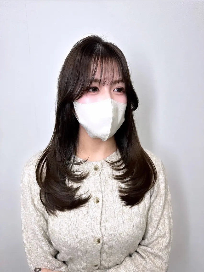 ロング カラー ヘアアレンジ ベージュカラー ブラウンカラー 髪質改善 韓国風ヘア レイヤーカット カット ヘアカラー トリートメント 酸性縮毛矯正🧴韓国 レイヤー/髪質改善のヘアスタイル