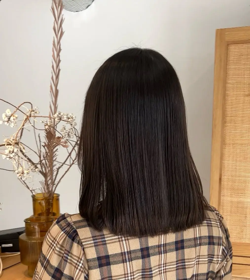 ミディアム くせ毛 髪質改善 縮毛矯正 wa daのヘアスタイル