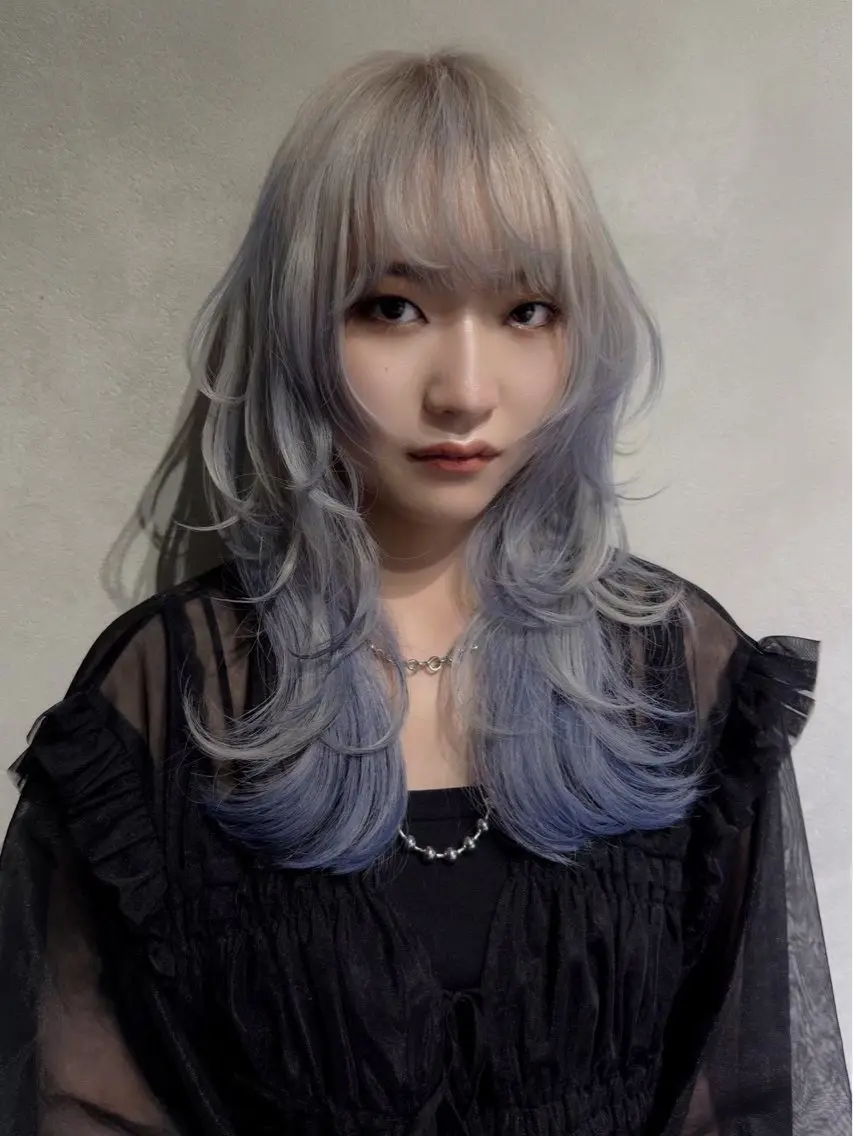セミロング 韓国風ヘア レイヤーカット 似合わせカット レイヤー／ハイトーン 🍎森貝洋亮🍎のヘアスタイル