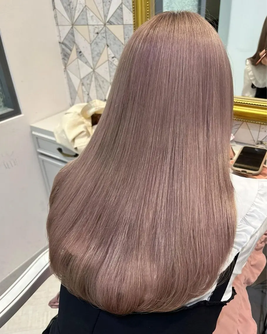 ロング カット ヘアカラー トリートメント クルミ🤍推し活 🎀ピンクカラーのヘアスタイル