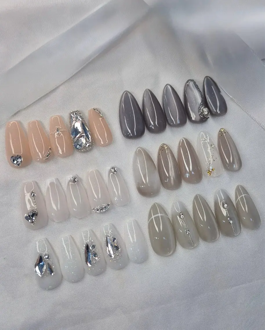 ネイル クリアネイル ミラーネイル オフィスネイル シルバー シンプルネイル NailSalon✨ Écrinエクランのネイルデザイン