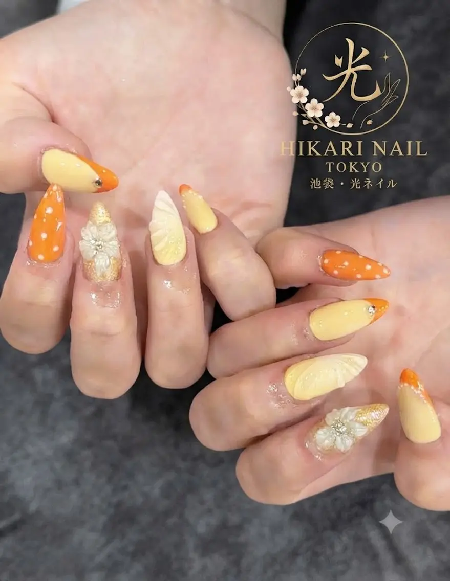 ネイル チークネイル 長さ出し フレンチネイル ガーリー ハロウィン ハンドネイル HikariNail Ikebukuroのネイルデザイン