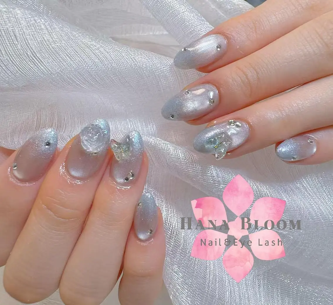 ネイル 長さ出し フットネイル 韓国ネイル マグネットネイル 持ち込み ハンドネイル ハンドケア Hana Bloom Nail💗YUIのネイルデザイン