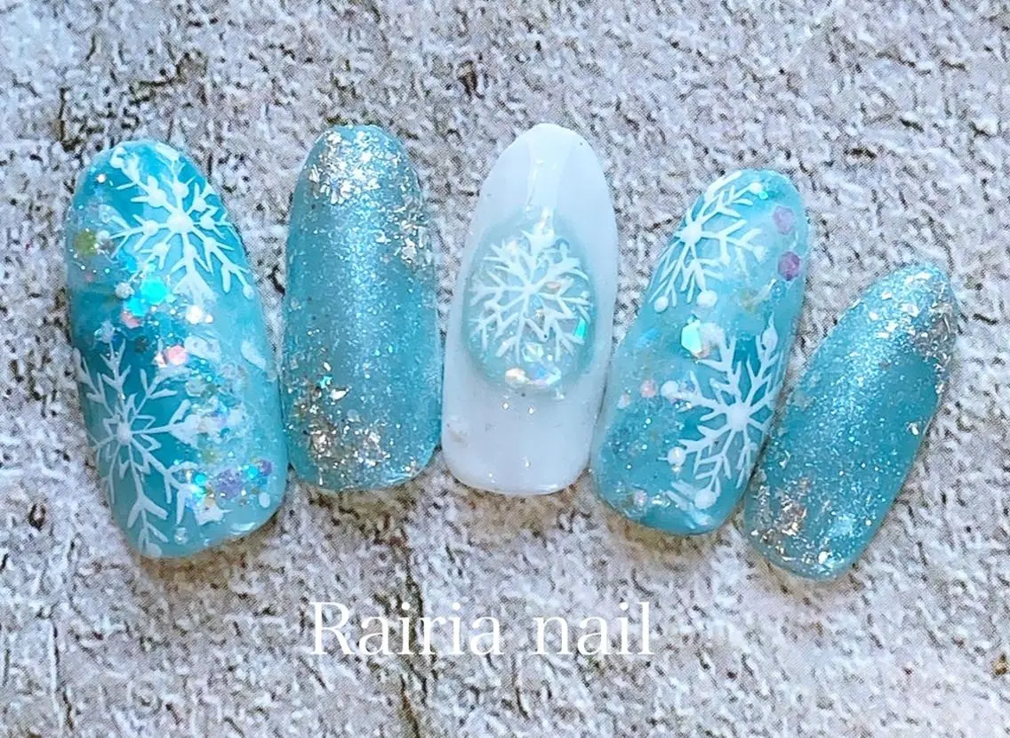 ネイル アートネイル ジェルネイル パラジェル 冬ネイル Rairia nail本八幡店のネイルデザイン