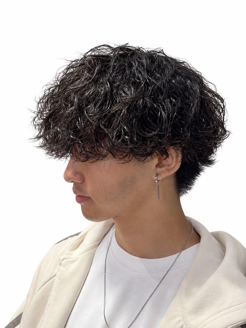 カラー パーマ メンズ パーマ 波巻き/シャドウ/ 特化 福田朝輝のヘアスタイル