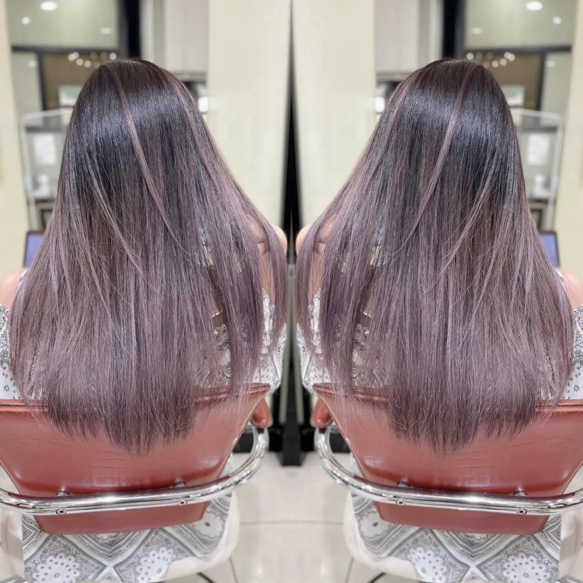 セミロング カット ヘアカラー Y Uのヘアスタイル