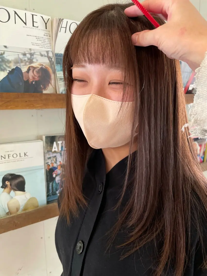 前髪のポイント縮毛矯正の写真