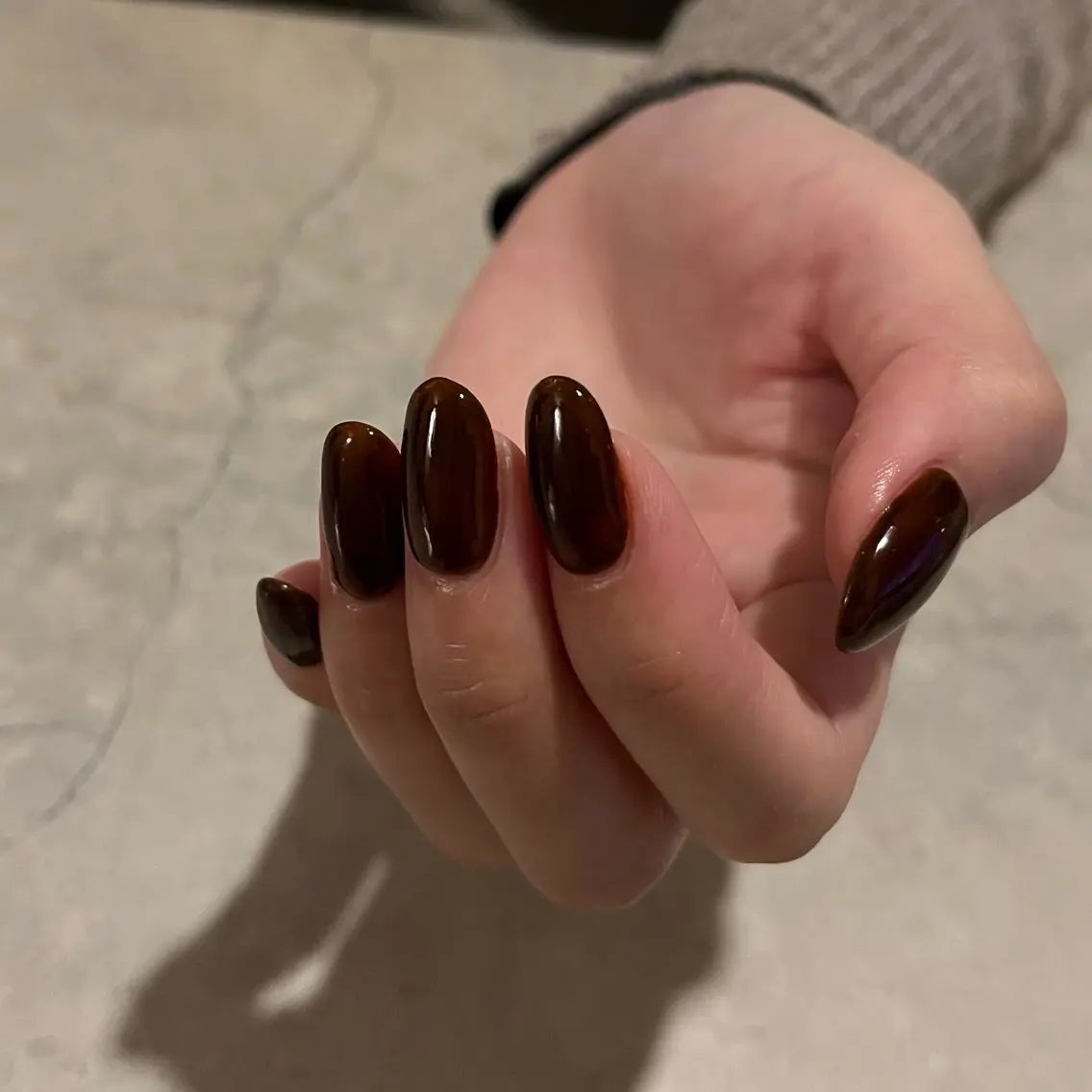 ネイル ブラウン ハンドネイル vegh. nail/阿波座のネイルデザイン