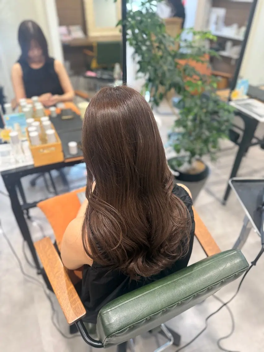 ロング カット ヘアカラー オリーブ🫒レイヤー /平尾/りの‎🤍のヘアスタイル