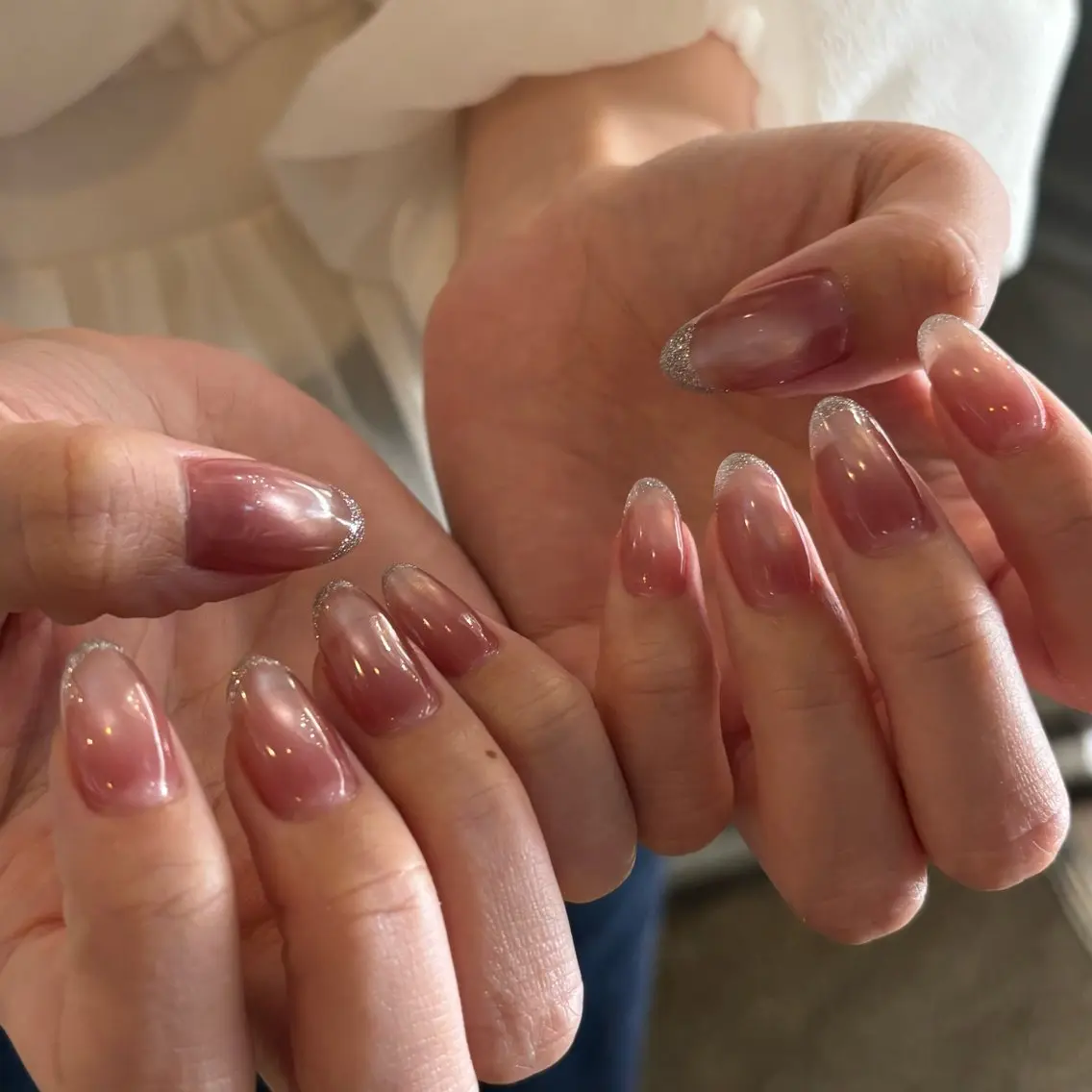 ネイル フレンチネイル ラメ(グリッター) ハンドネイル N° nail_ fuyukaのネイルデザイン