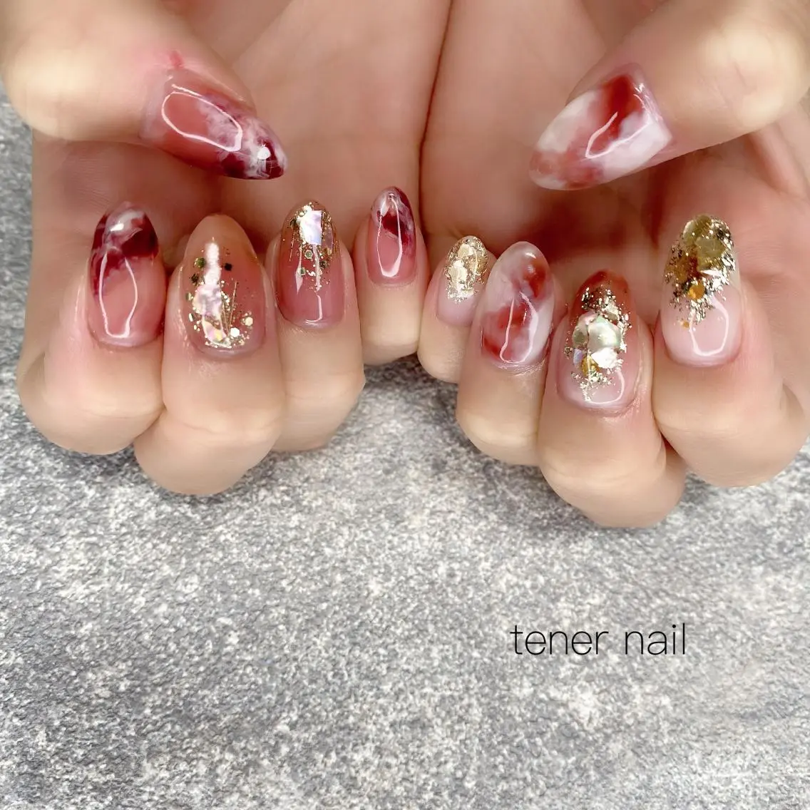 ネイル ボルドー ニュアンスネイル テネルネイル tener nailのネイルデザイン