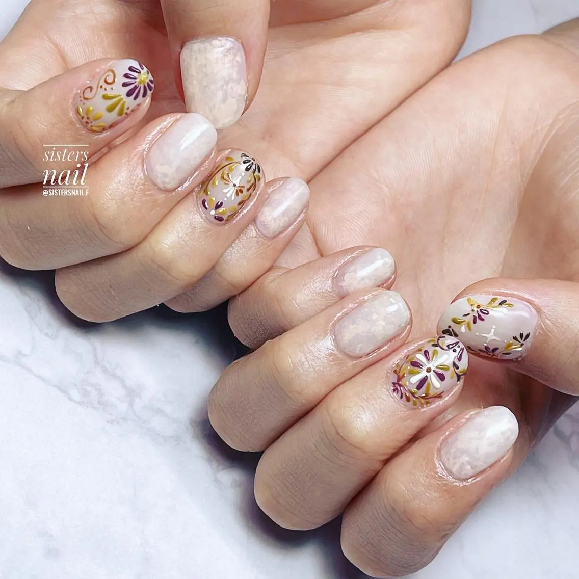 ネイル アートネイル フラワーネイル 春ネイル sisters nail.fのネイルデザイン