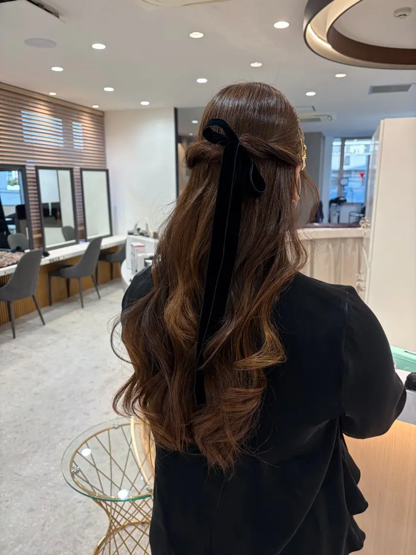 ロング ヘアアレンジ ヘアセット ボブ縮毛/レイヤー 赤み消し/はるかのヘアスタイル