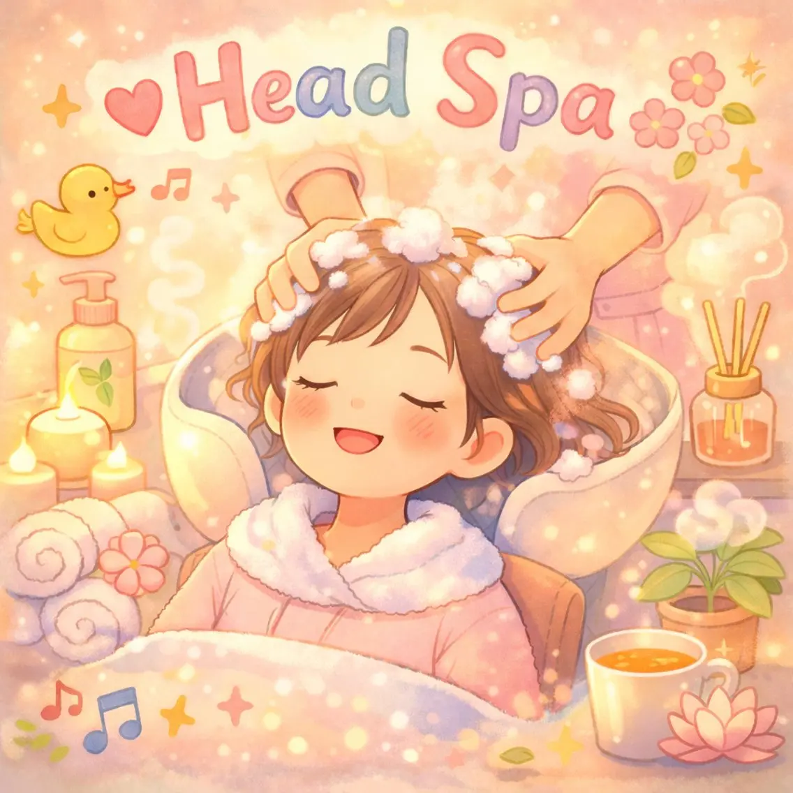 ヘッドスパ ハイトーン💗ピンク 🛼カラフル🍀のヘアスタイル