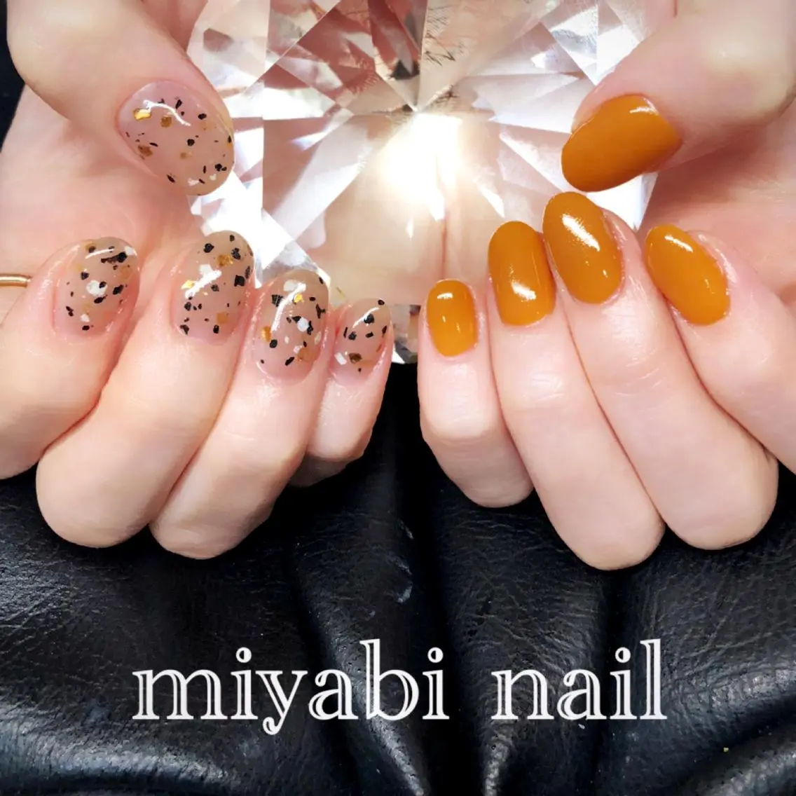 ネイル アートネイル ジェルネイル 大理石ネイル(マーブル) 持ち込み 冬ネイル ハンドネイル miyabi nail 桂川駅近くのネイルデザイン