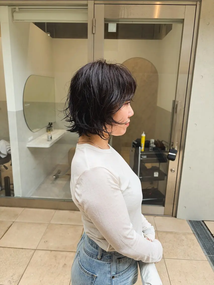 ショート パーマ ボブレイヤー ボブ レイヤーカット ニュアンスパーマ 煙山 恭介のヘアスタイル