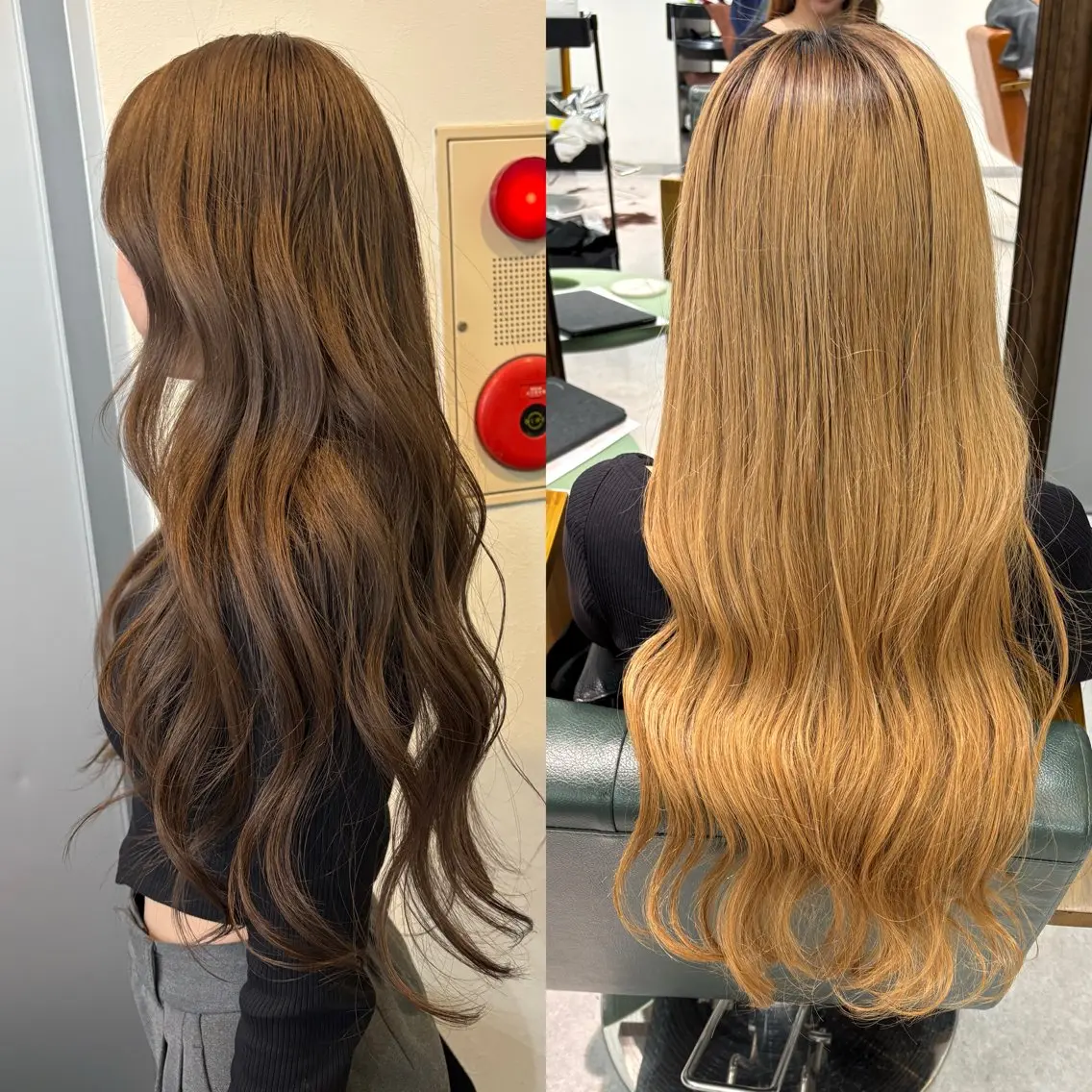 ロング カラー ベージュカラー ブラウンカラー ブラウンベージュ ヘアカラー なんば、心斎橋🍓 ハイトーンnicoのヘアスタイル