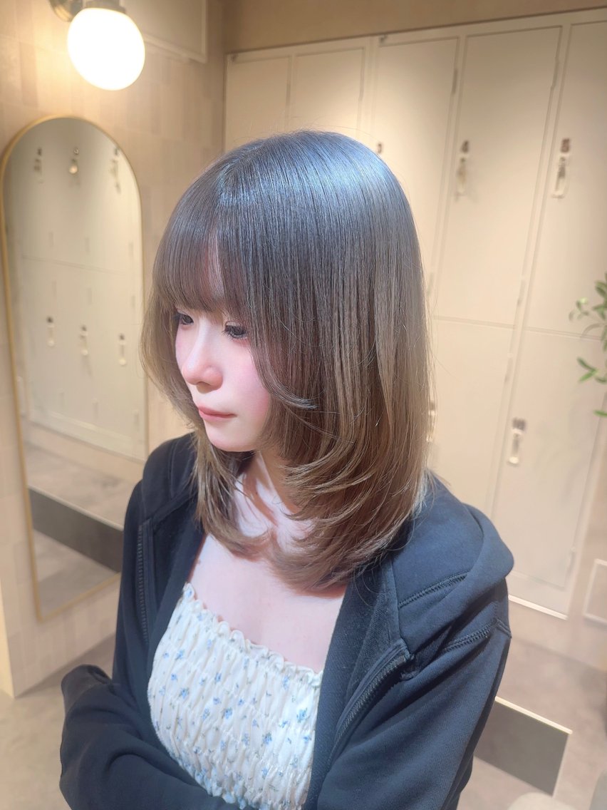 ミディアム カラー カット ヘアカラー トリートメント 🪞まとまるボブ× 縮毛矯正/敬土🪞のヘアスタイル
