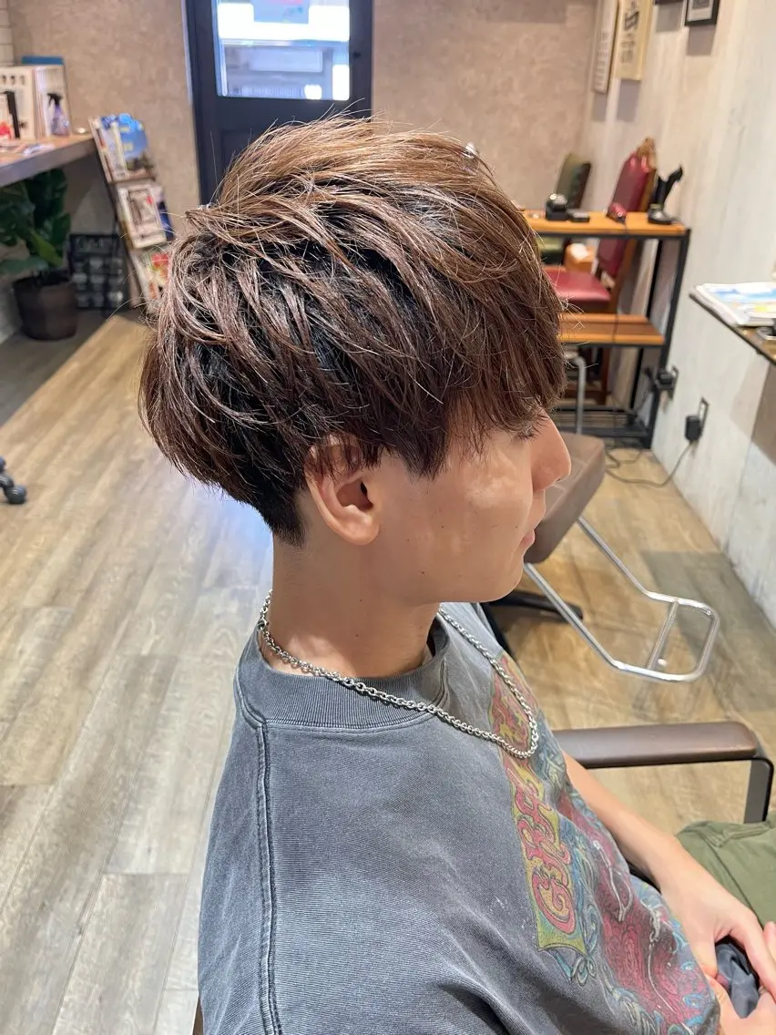 ミディアム メンズ カット 田中 識啓のヘアスタイル