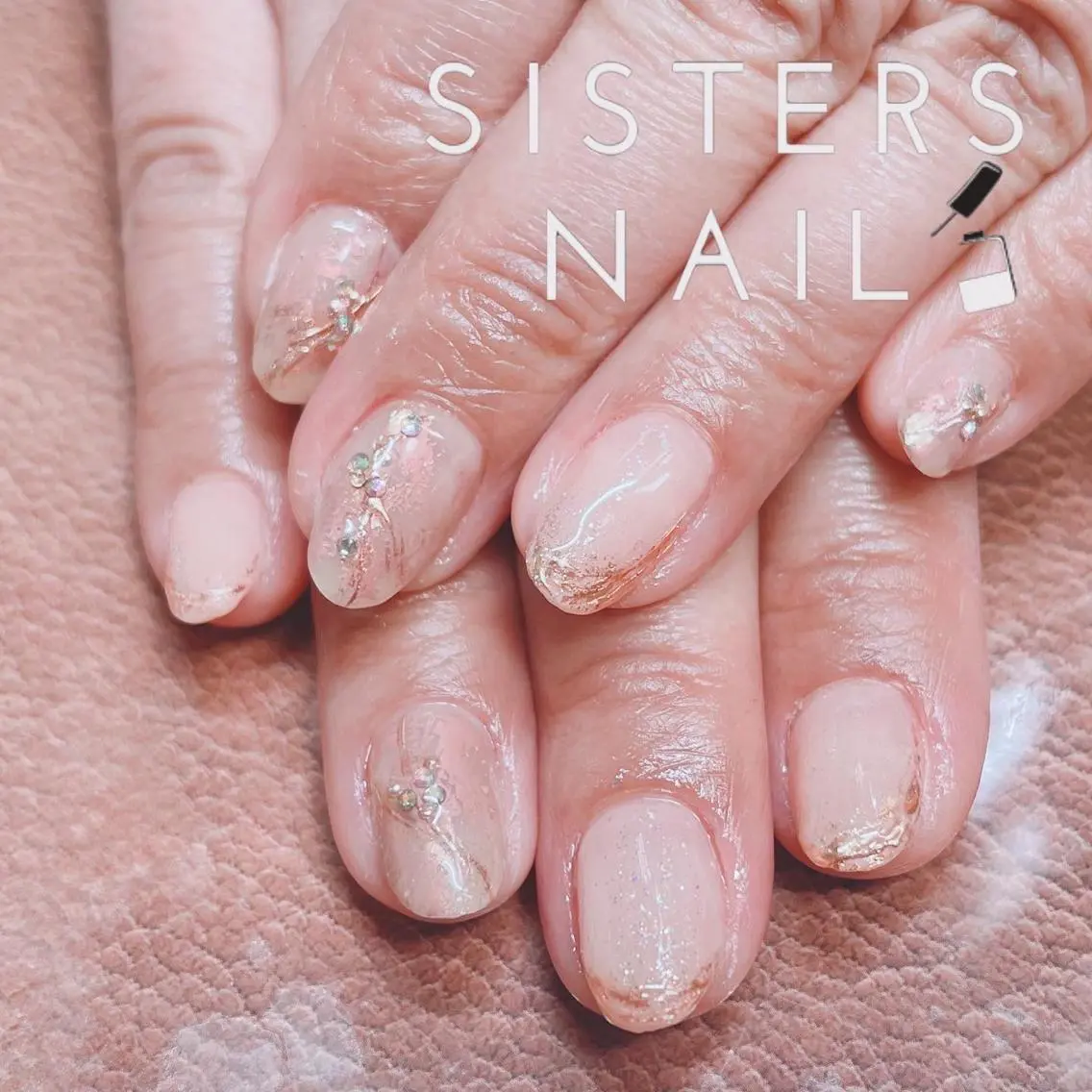 ネイル アートネイル フレンチネイル 卒業式 ミラーネイル オフィスネイル sisters nail.fのネイルデザイン