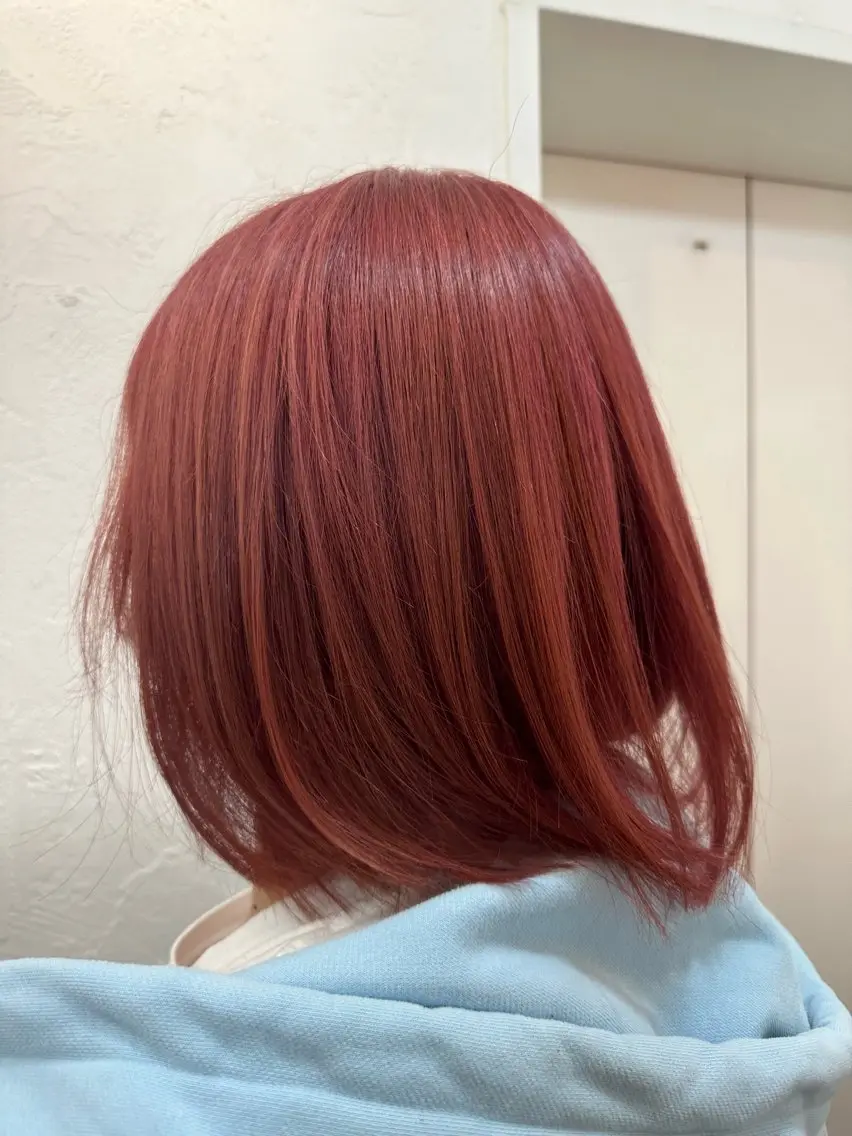 ミディアム カラー ブリーチ ピンクカラー 美髪質改善✨ 縮毛矯正✨HIDEのヘアスタイル