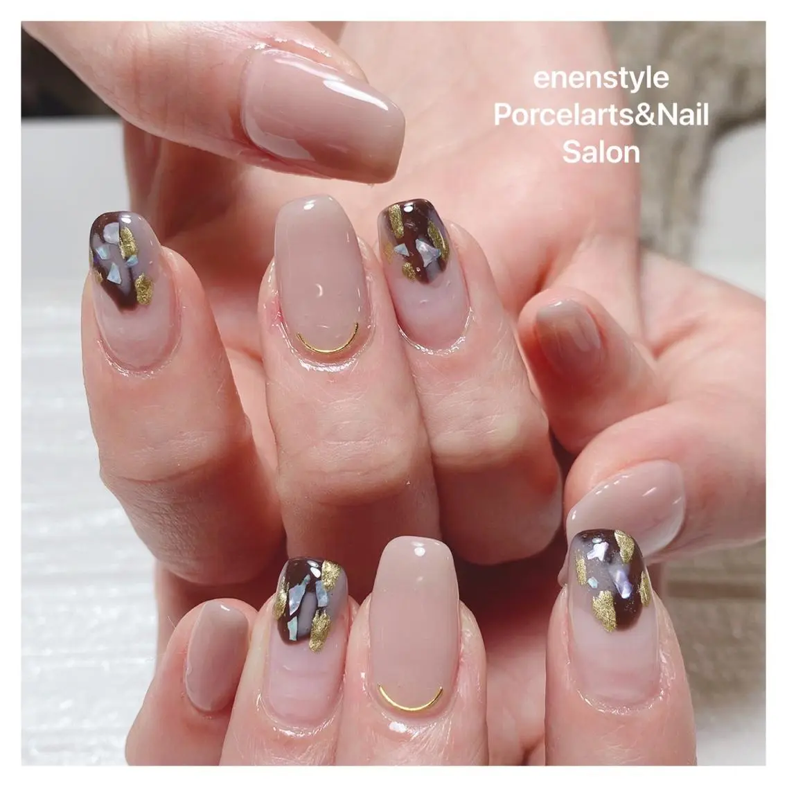 ミディアム ネイル ハンドネイル 🐾enen style 🐾のネイルデザイン