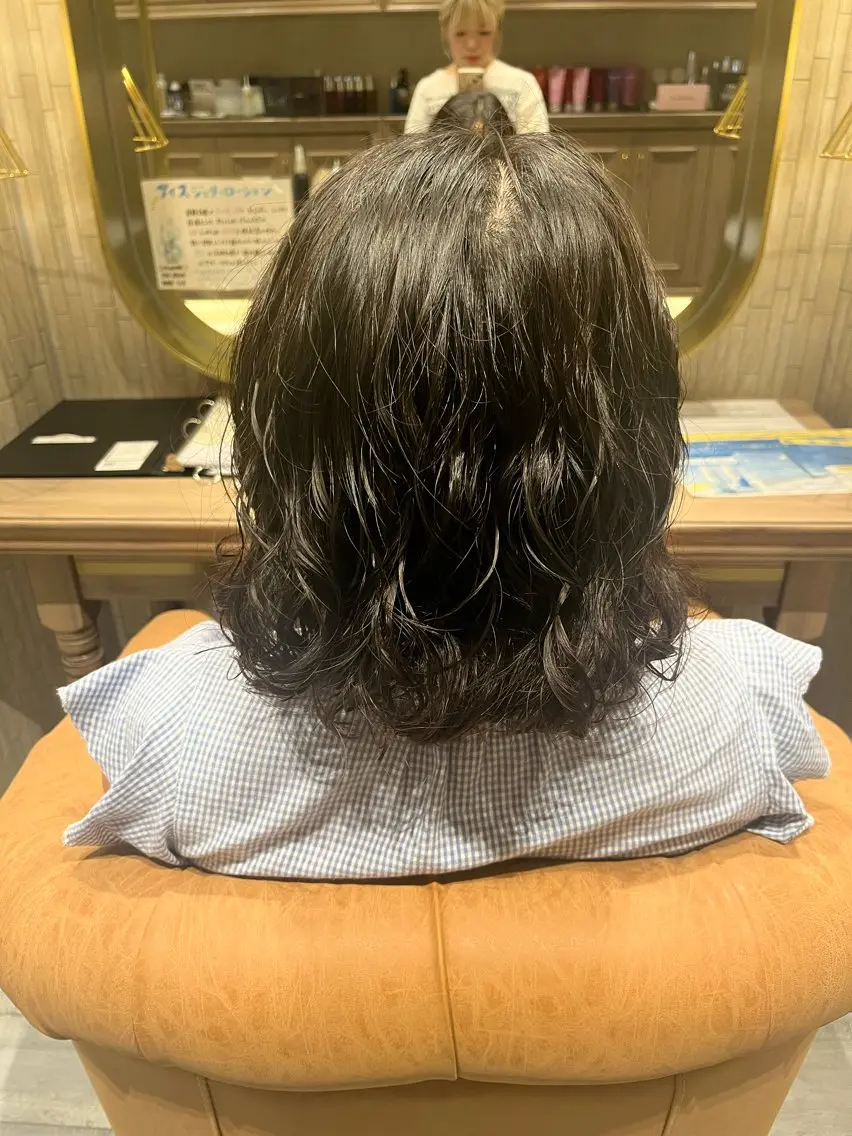 ミディアム パーマ Uo/透明感カラー /髪質改善のヘアスタイル