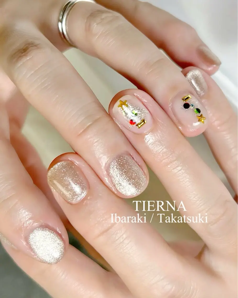 ネイル アートネイル 冬ネイル クリスマス 【ティエルナ】 えつこのネイルデザイン